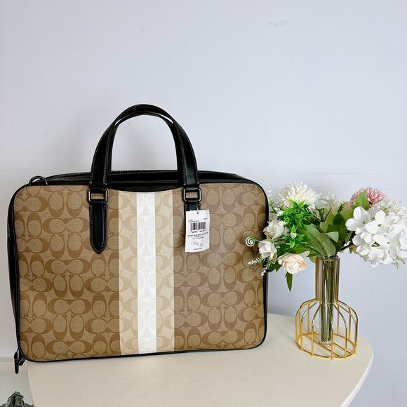 Coach CQ036 Graham Slim Brief In Blocked Signature Canvas IN KHAKI MULTI - Picture 2 of 6